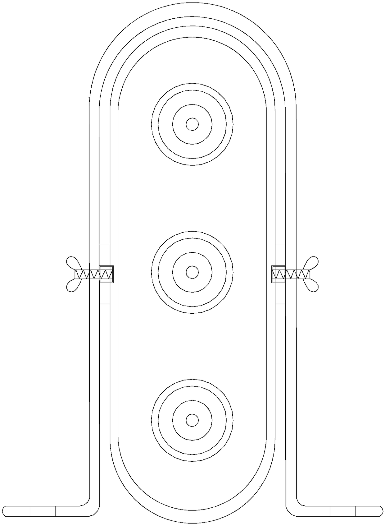 A dry-type capacitor with a U-shaped shell that can be installed in multiple directions