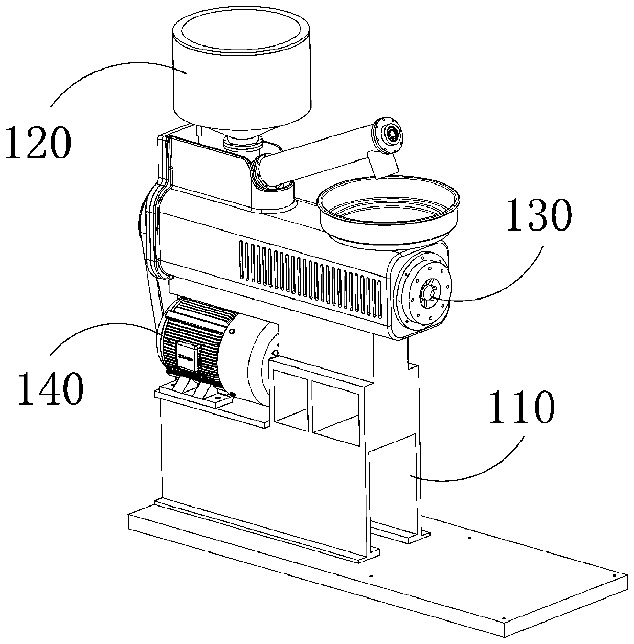 Plastic particle extrusion molding assembly