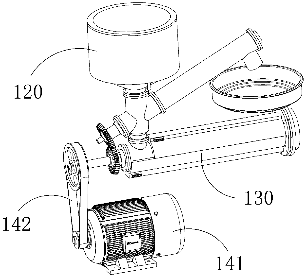 Plastic particle extrusion molding assembly