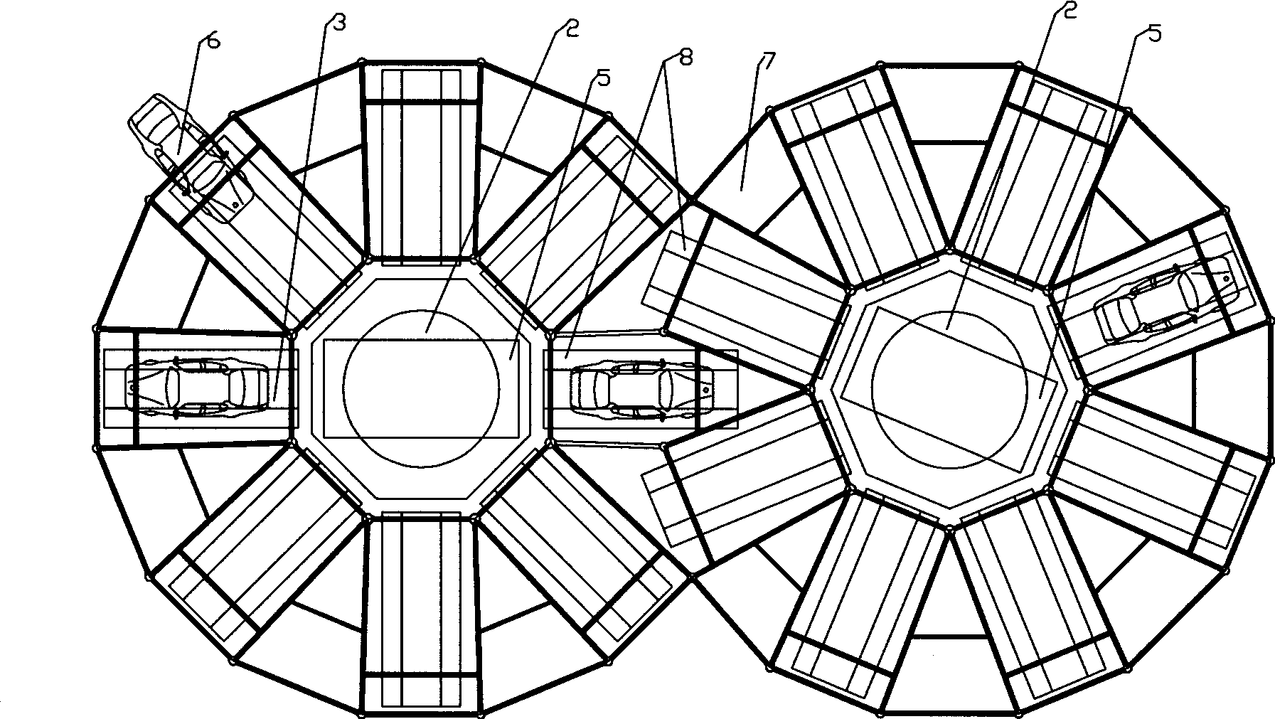 Multi-port cluster tower type multi-storied garage