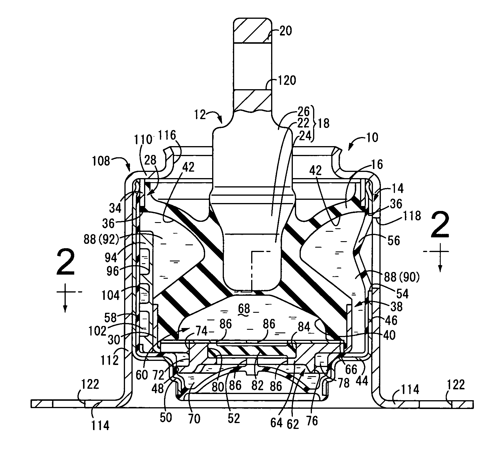 Fluid-filled vibration damping device