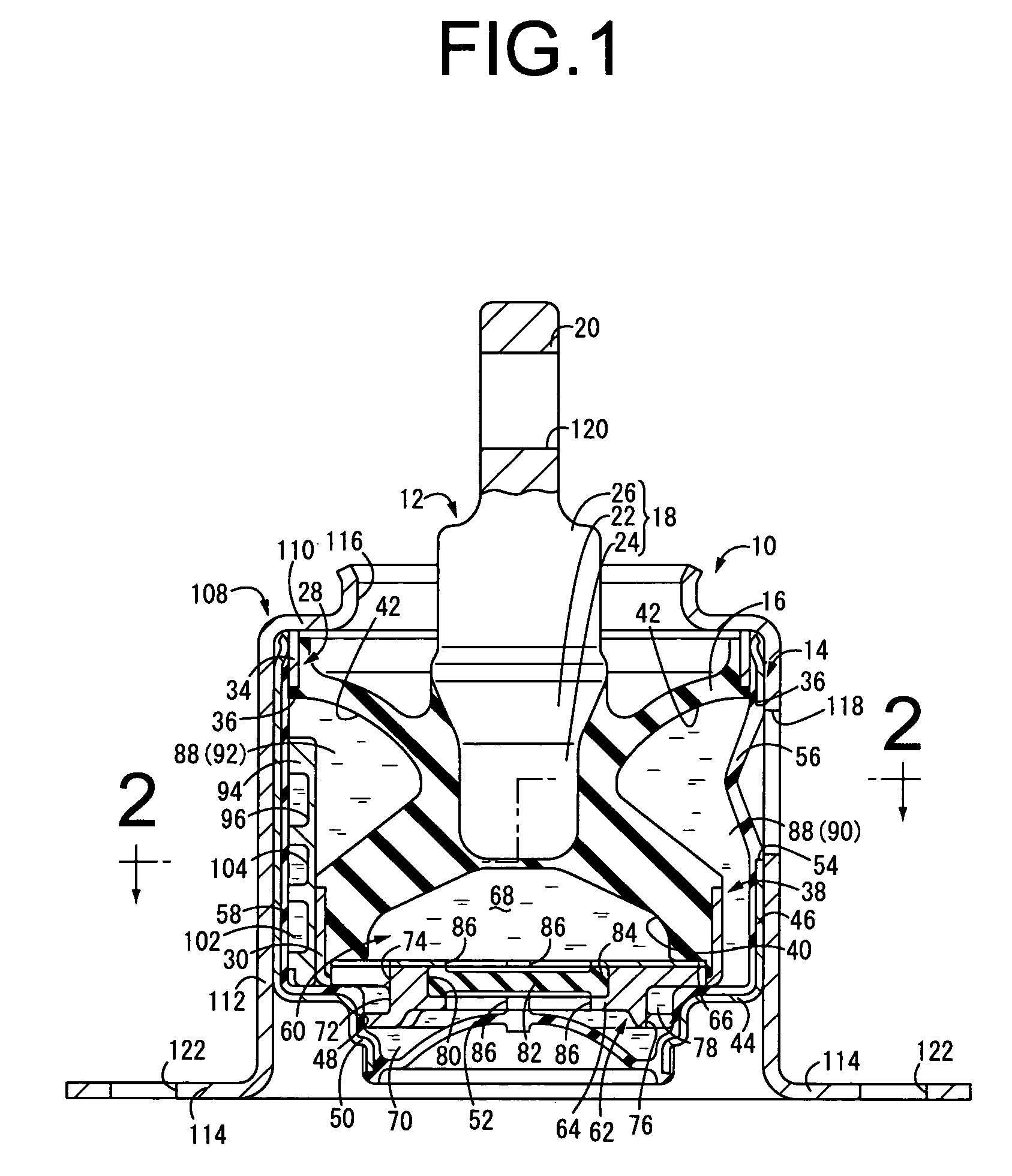 Fluid-filled vibration damping device