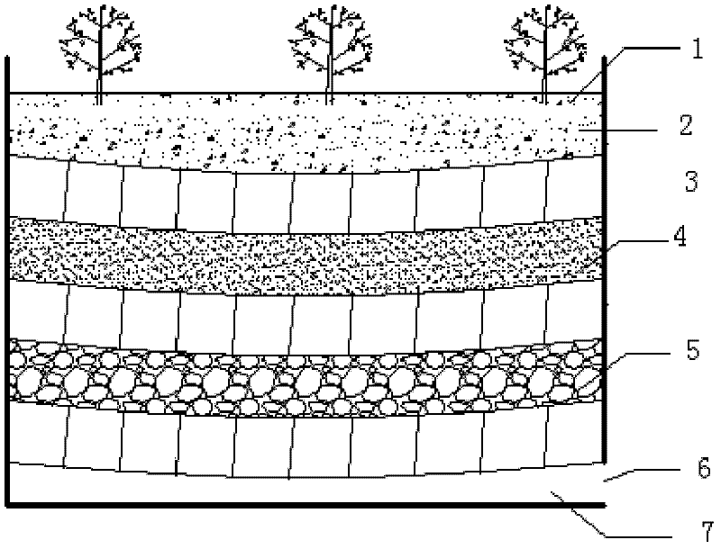 Automatic oxygen increasing type constructed wetland device adopting hollow bricks