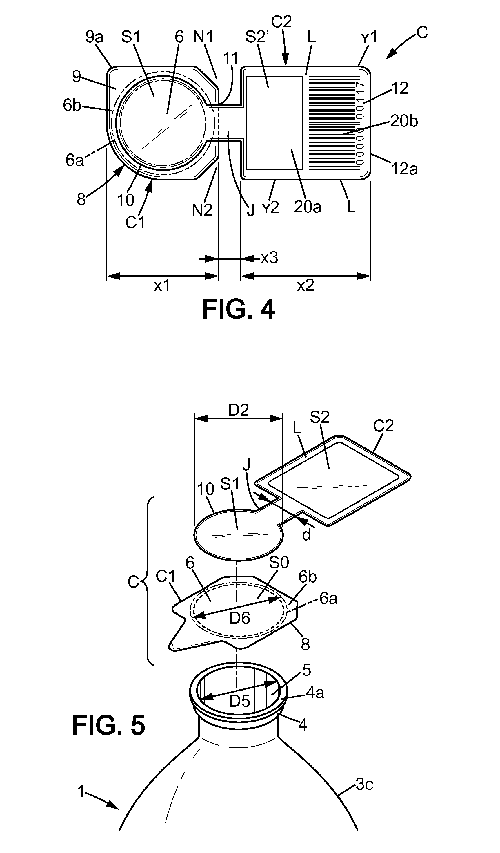 Liquid filled bottle having a cover member with a label forming extension