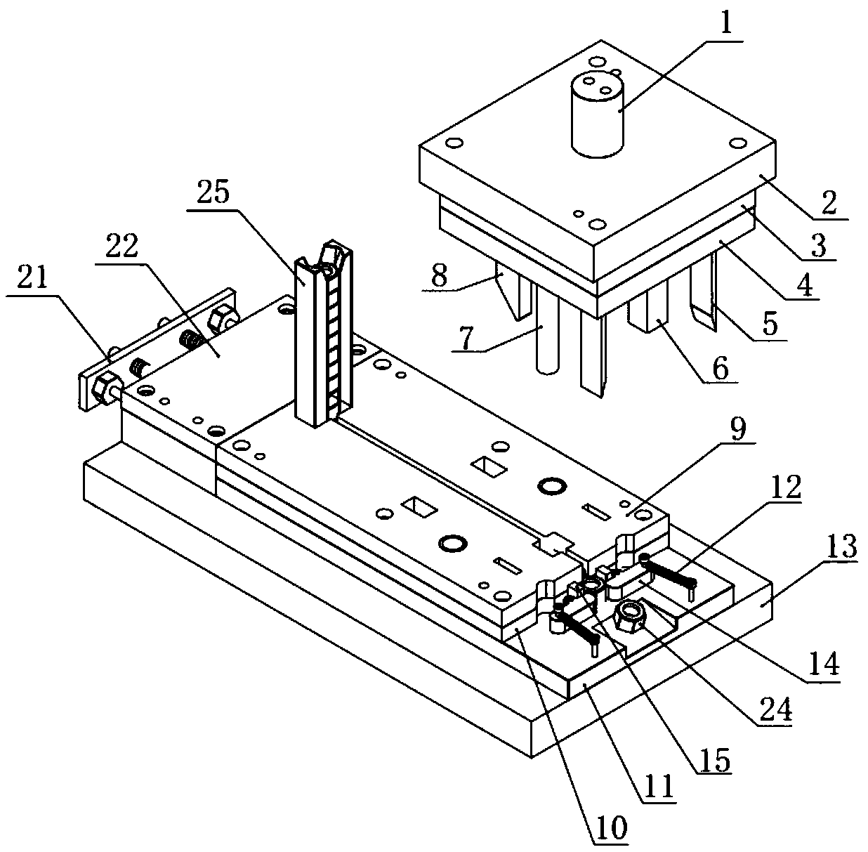 Nut automatic feeding and marking die