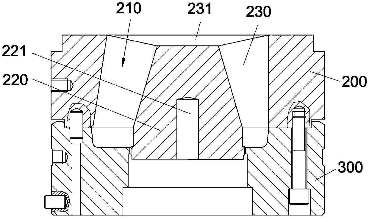 A corner aluminum profile extrusion die