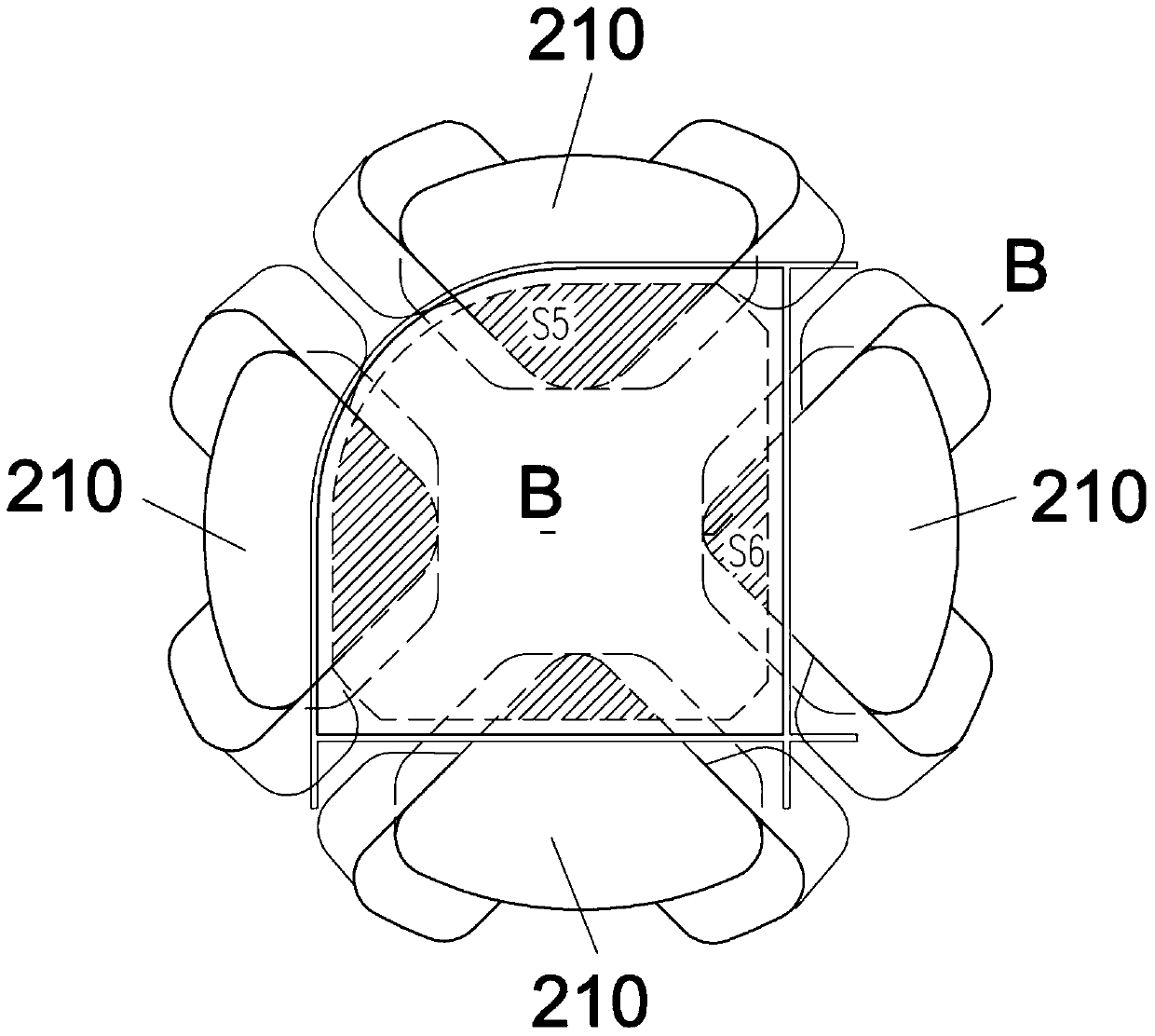 A corner aluminum profile extrusion die