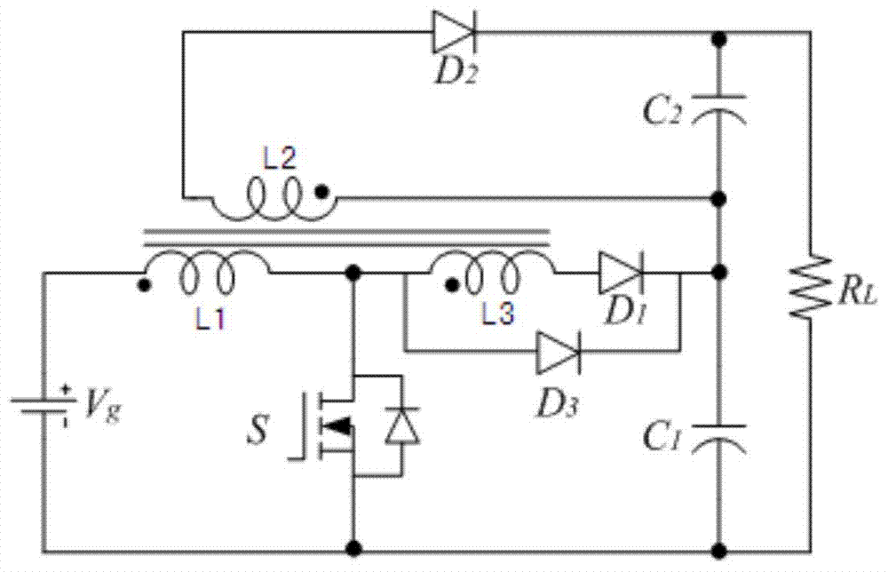 Booster-flyback convertor of built-in switch coupling inductance