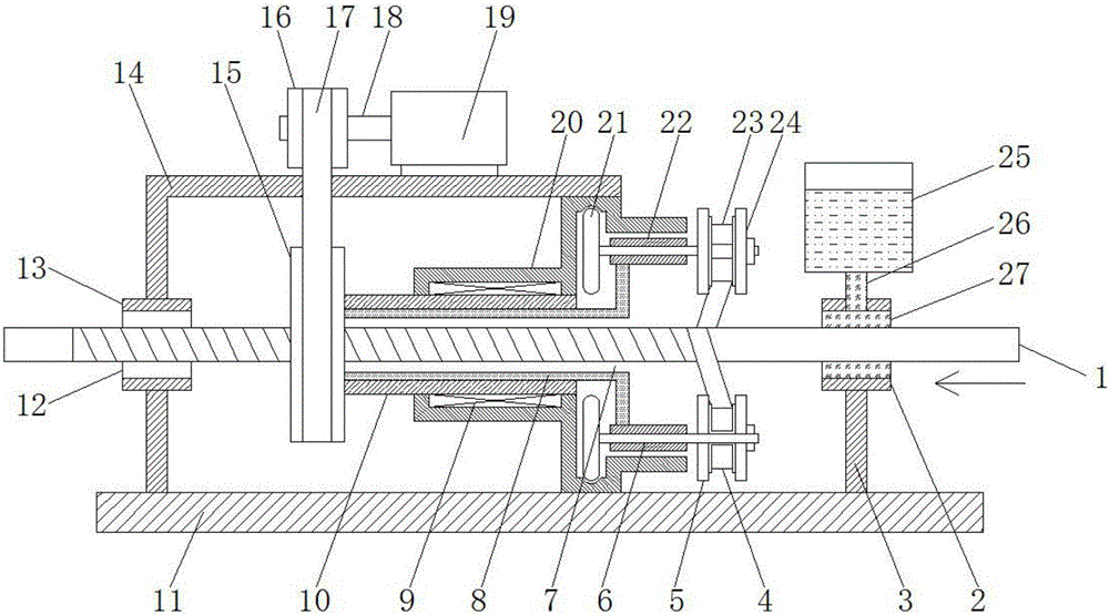 Cable production cable core double-layer polyester tape winding device