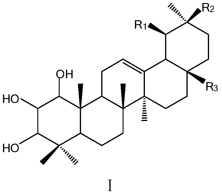 Application of A-ring trihydroxyl substituted pentacyclic triterpene compound to pharmacy