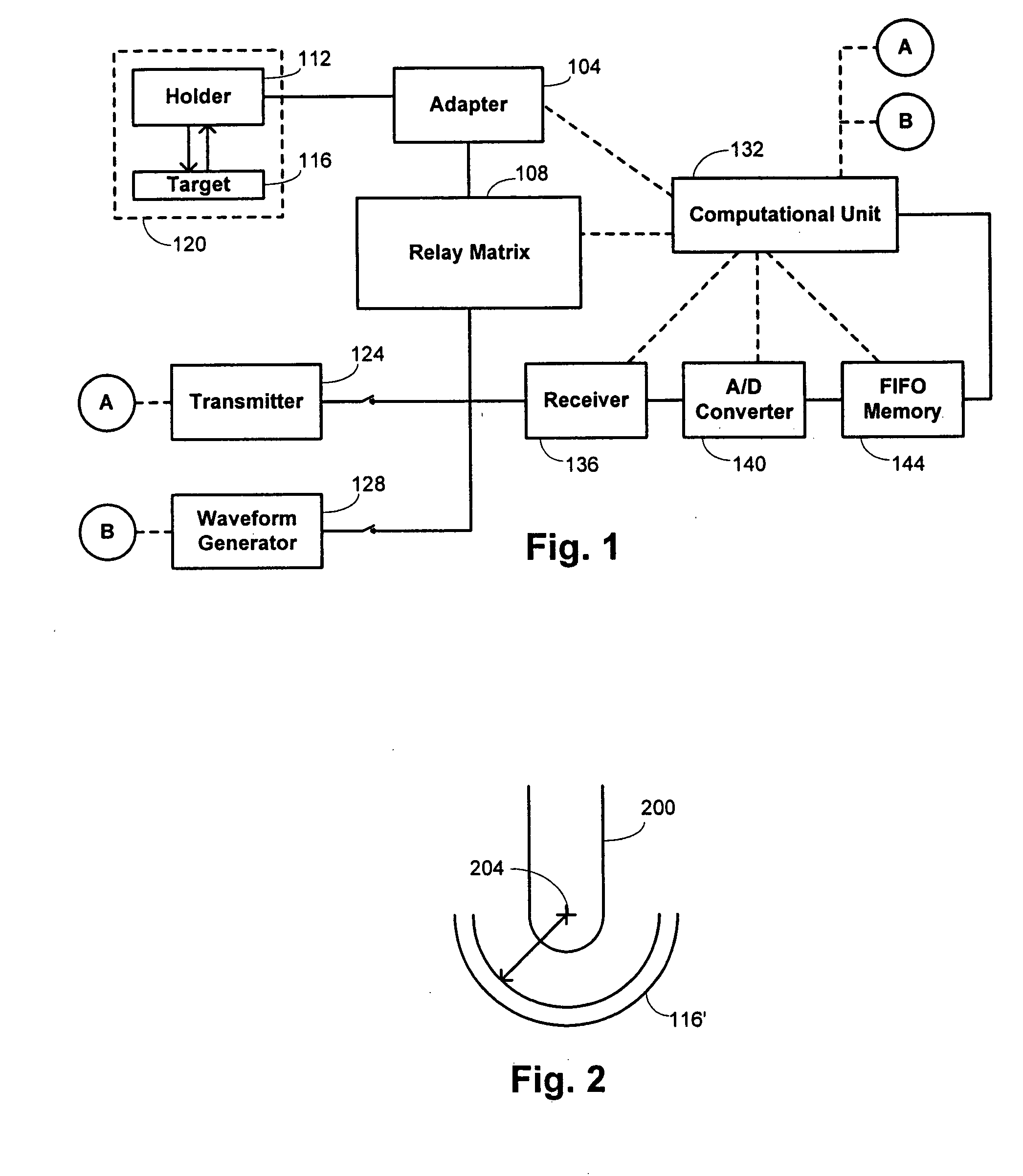 Apparatus and methods for interfacing acoustic testing apparatus with acoustic probes and systems