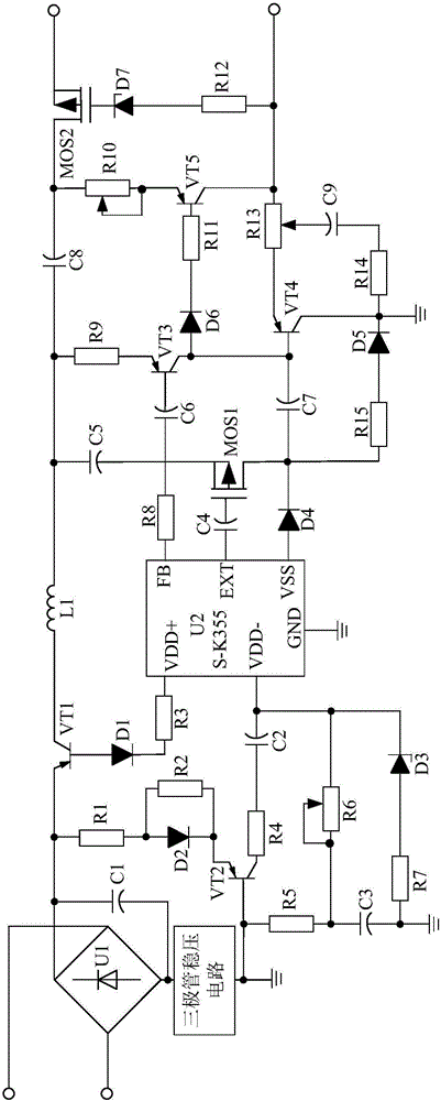 Power supply for face detection system based on triode voltage-stabilizing circuit