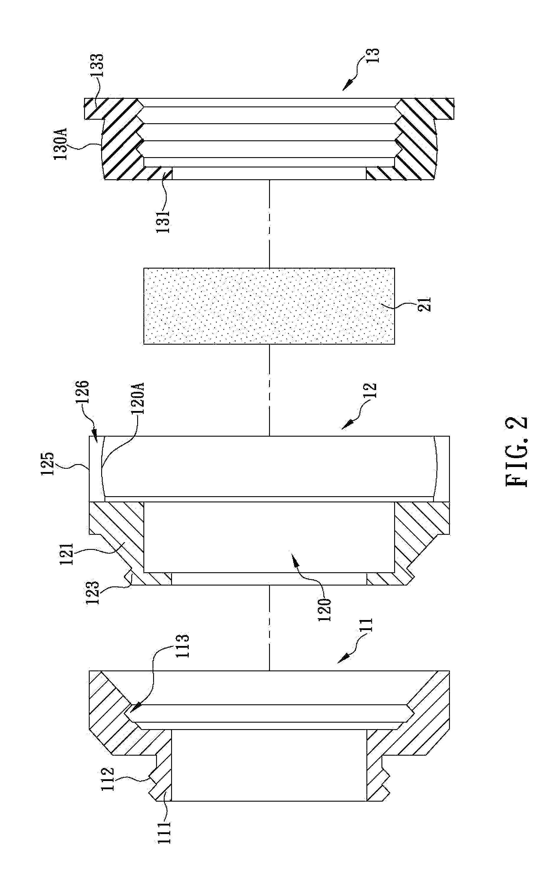 Pivotally connected structure allowing lens replacement and lens angle adjustment