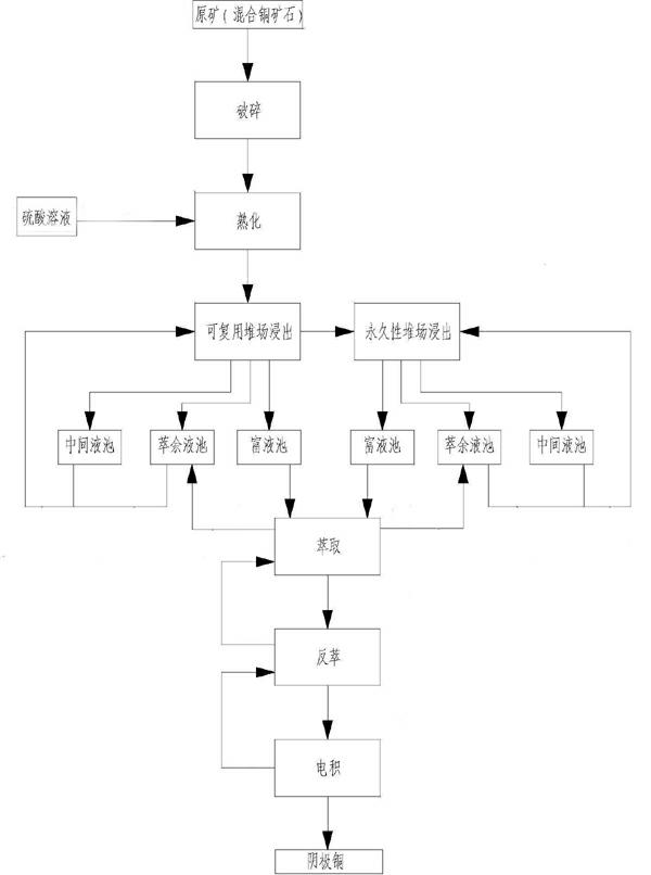 Stage-by-stage dump leaching technology for low-grade mixed copper ore