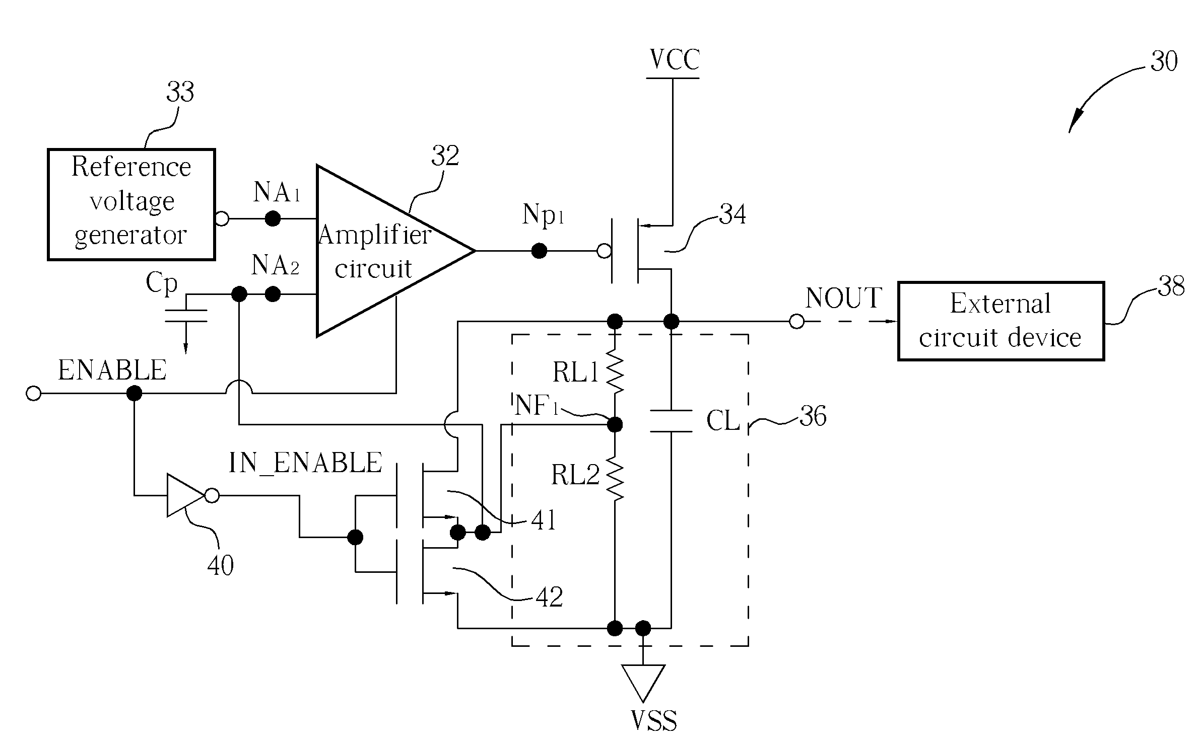 Fast-disabled voltage regulator circuit with low-noise feedback loop and operating method thereof