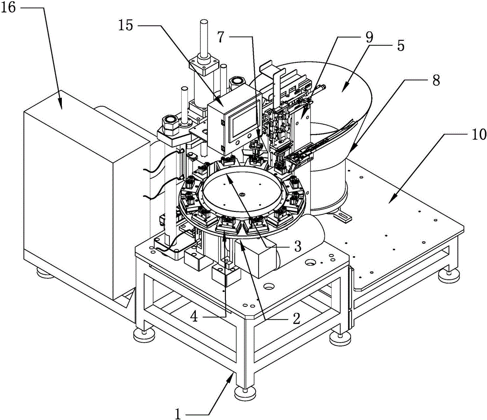 Riveting press with discharging and bracket automatic feeding