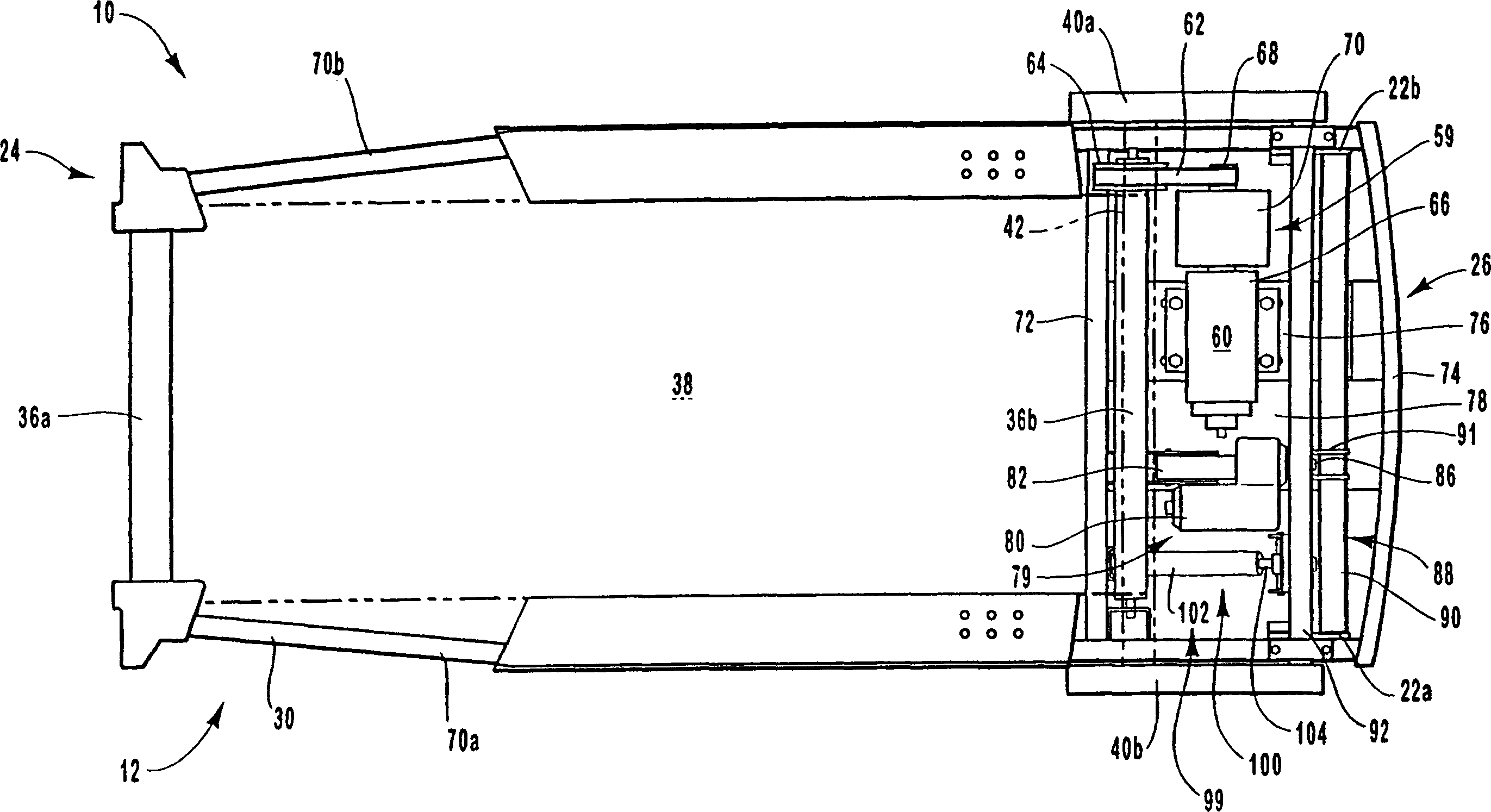 Low-profile folding, motorized treadmill