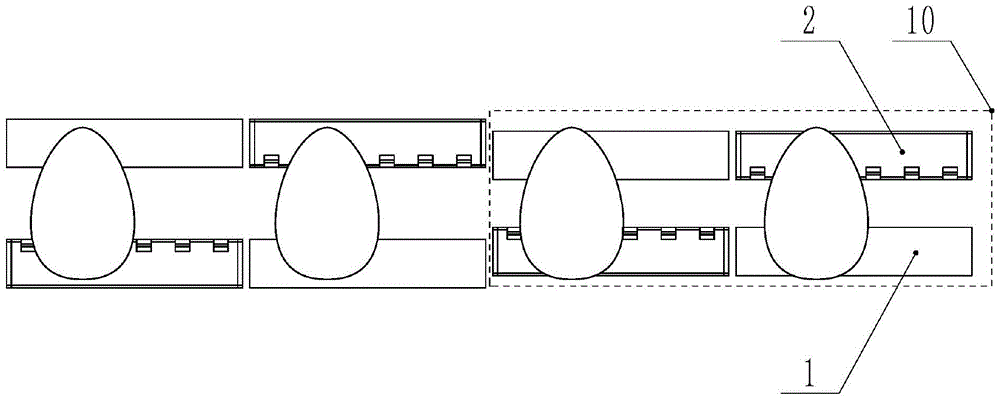 Vibro-acoustic characteristic multi-segment track type poultry egg crack on-line detection device and method