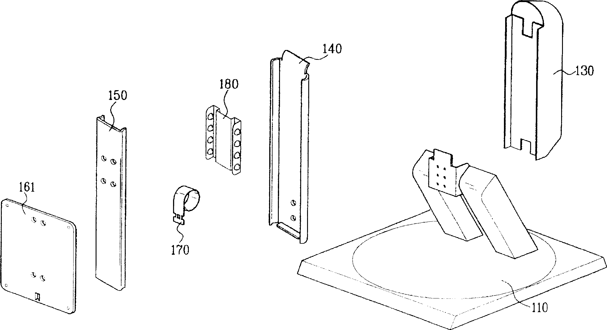 Height adjustment stand of thin type image display device