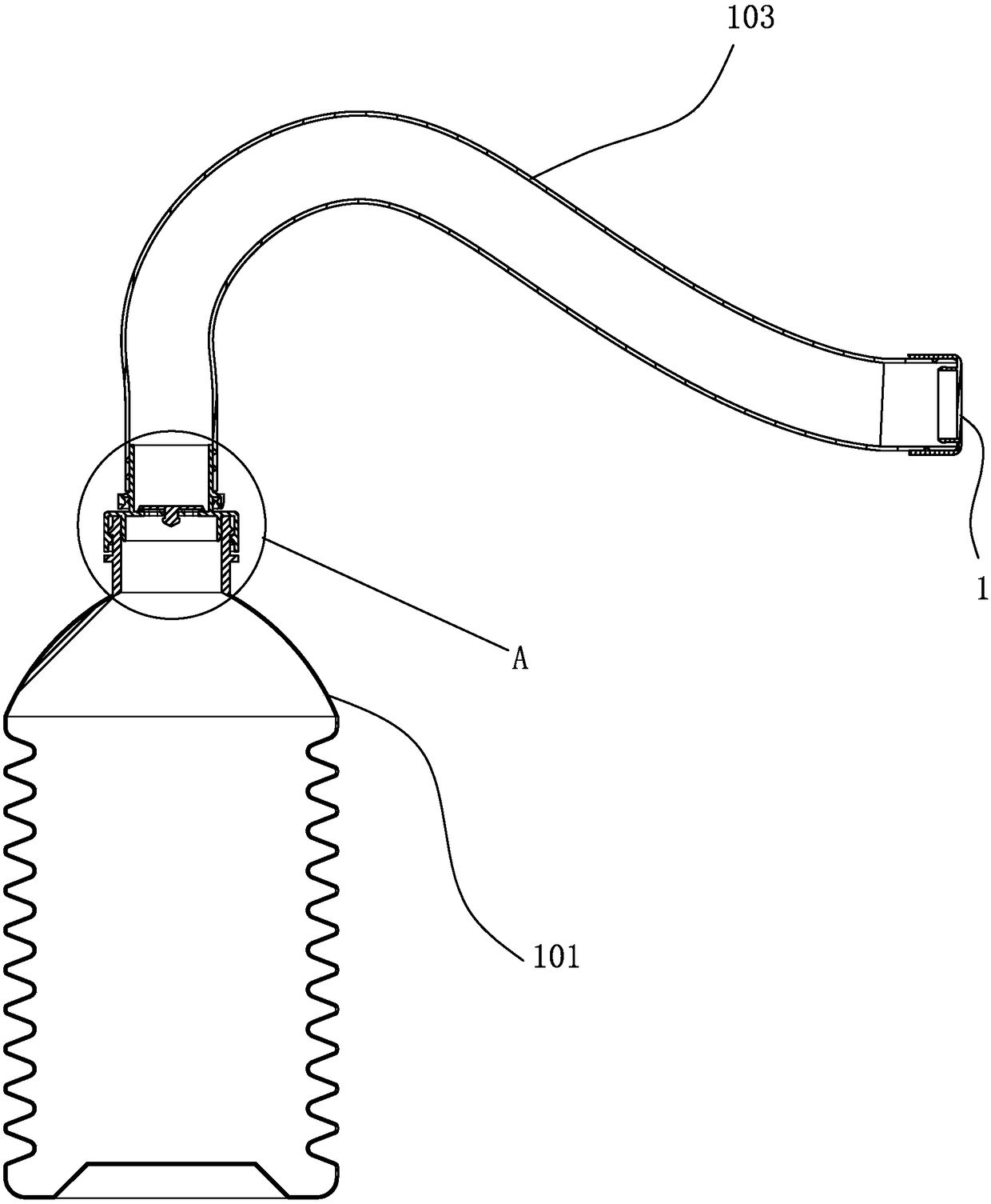 Cover sealing assembly applied to container and container