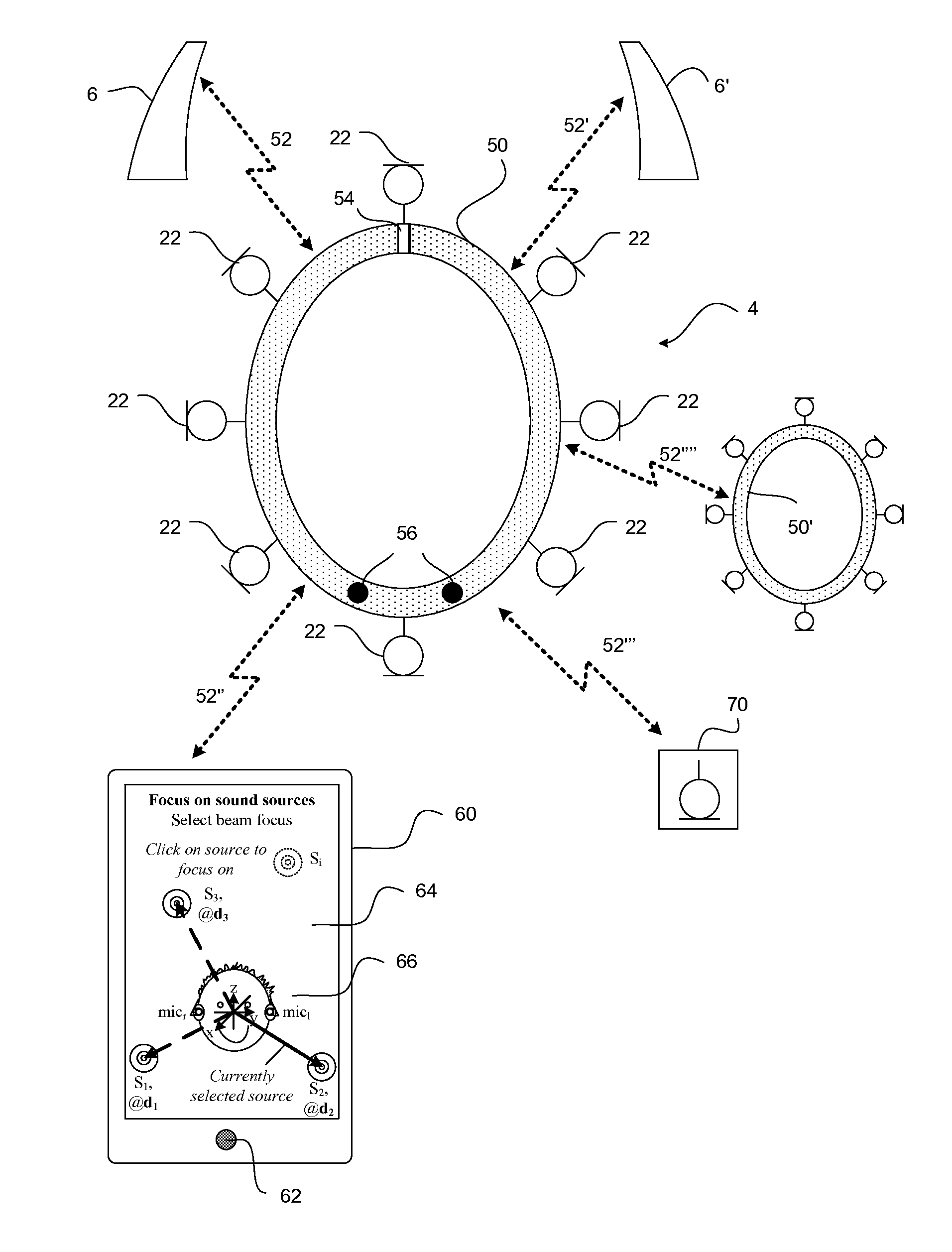 External microphone array and hearing aid using it