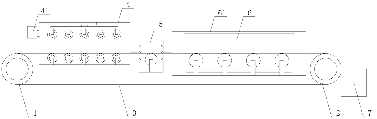 Roller bed type tablecloth disinfecting device and disinfecting process thereof