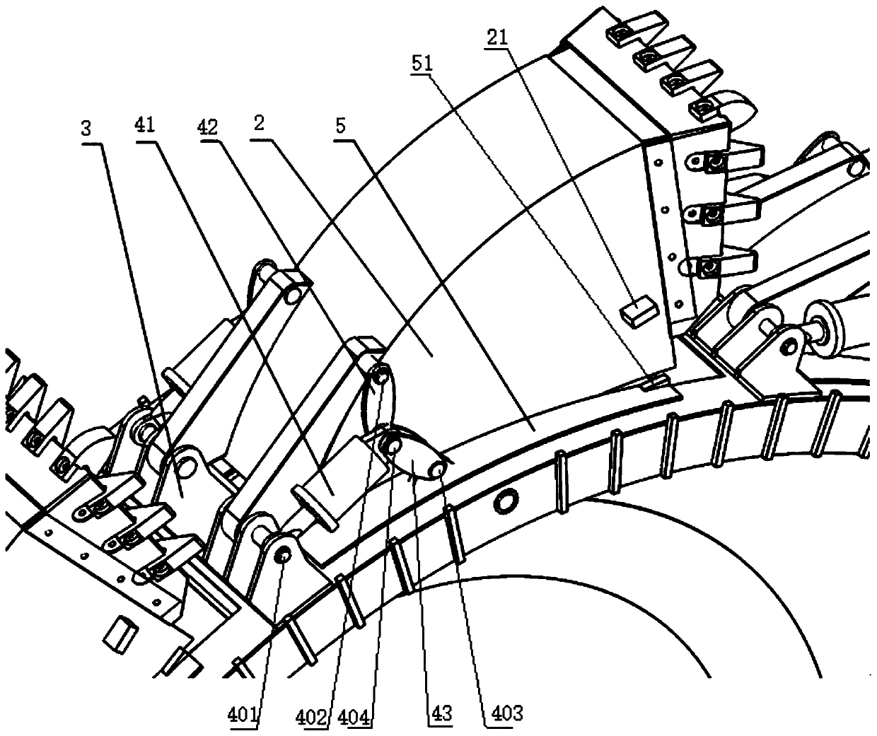 Rigid-flexible coupling self-adaptive bucket wheel device