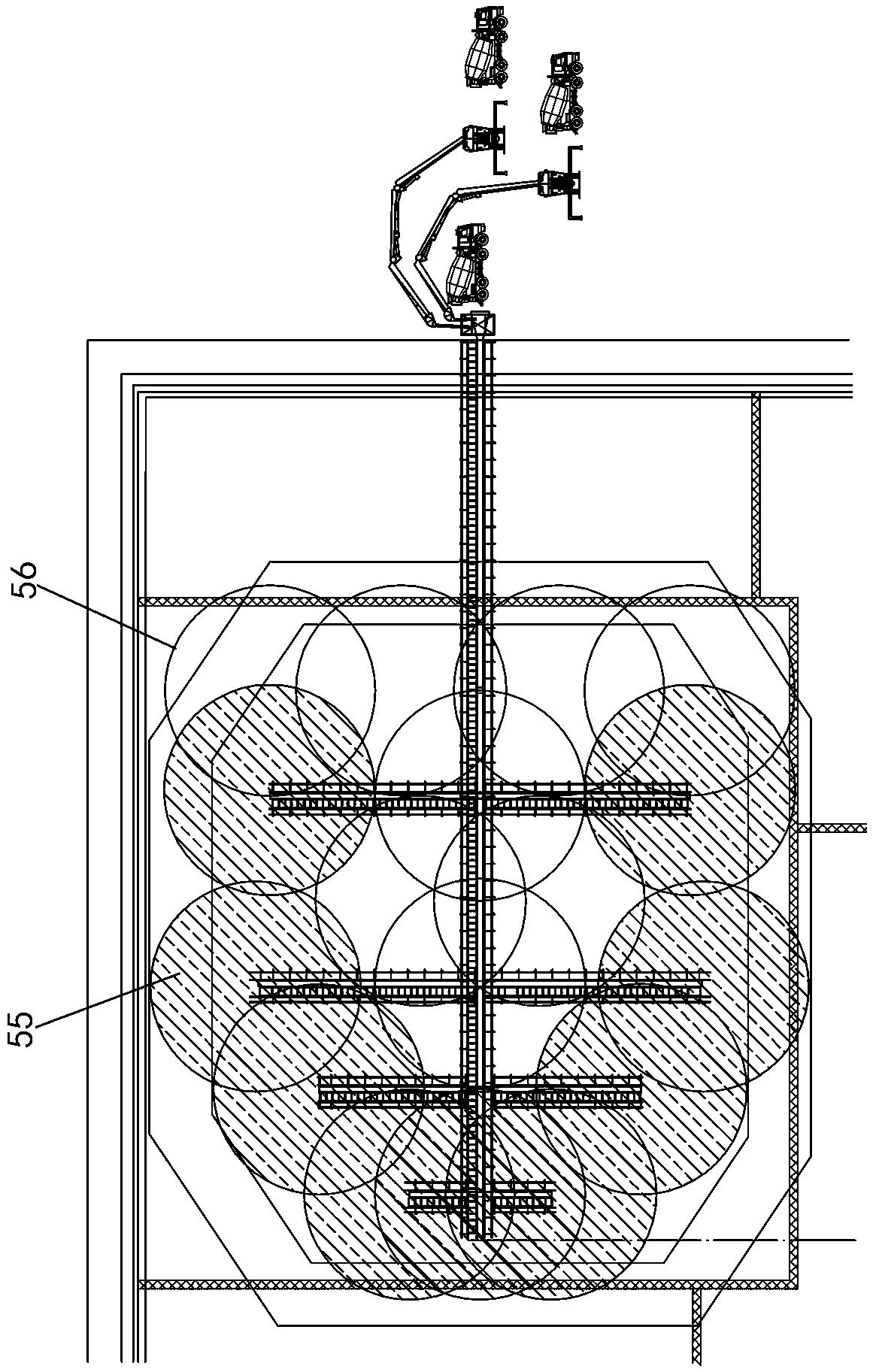 Concrete pouring system with double-layer chute and construction method thereof