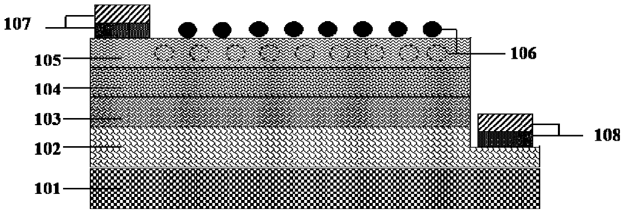 Mixed white light LED device with III-group nitride quantum well-metal-quantum dot mixed structure