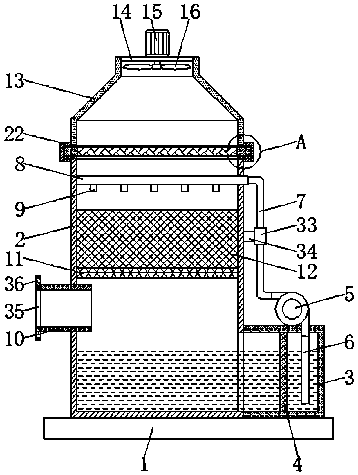 Dust treatment device for wood processing workshop