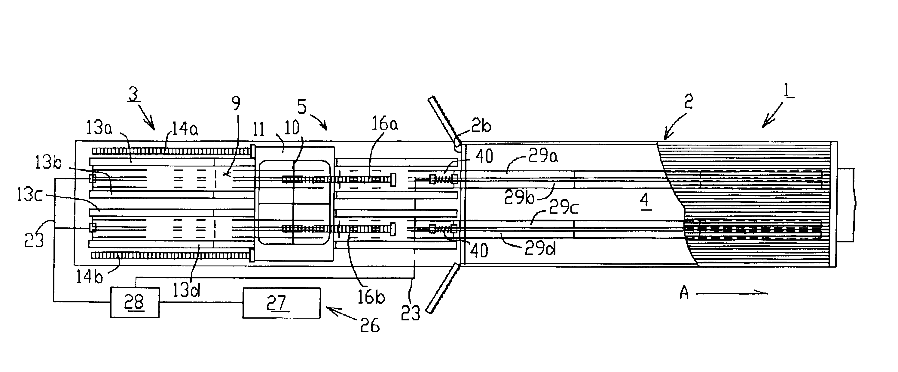 Device for carrying article into and from container, method for introducing and discharging article into and from container, and pallet for carrying article