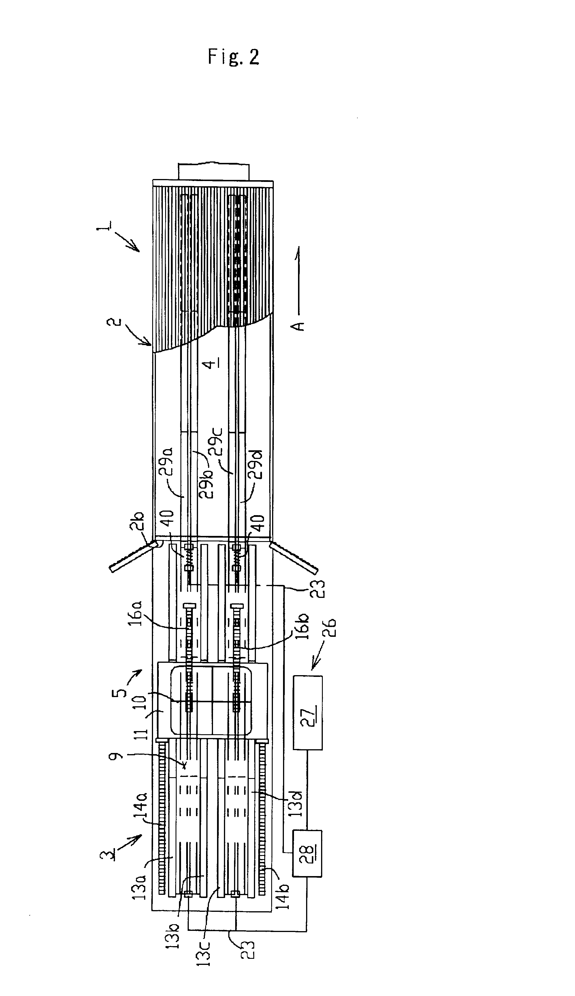 Device for carrying article into and from container, method for introducing and discharging article into and from container, and pallet for carrying article