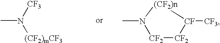 Perfluoronated cycle-containing tertiary amines used as a basis for gas-conveying emulsions and device for the production thereof