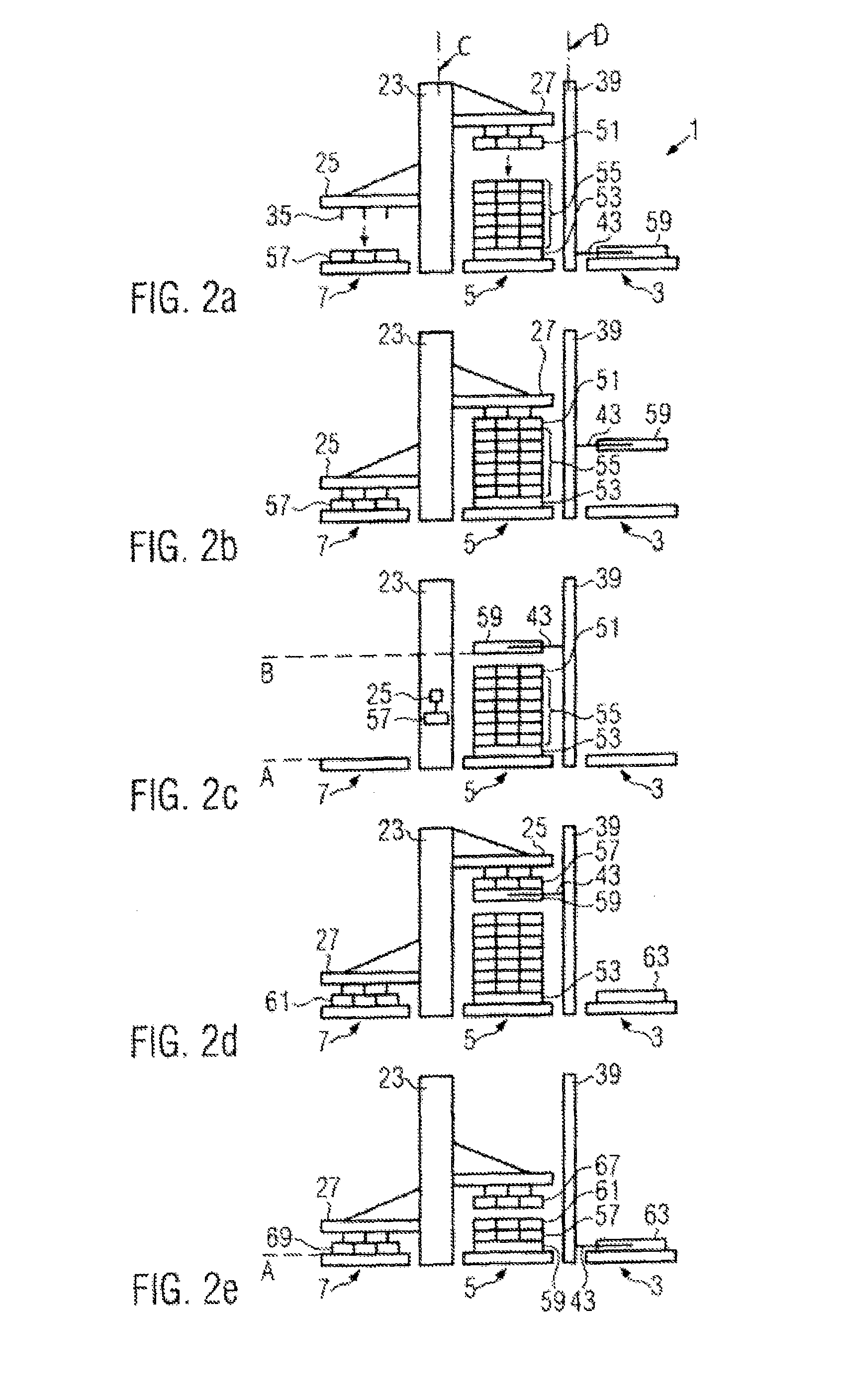 Method for loading and unloading a pallet and corresponding palletizer