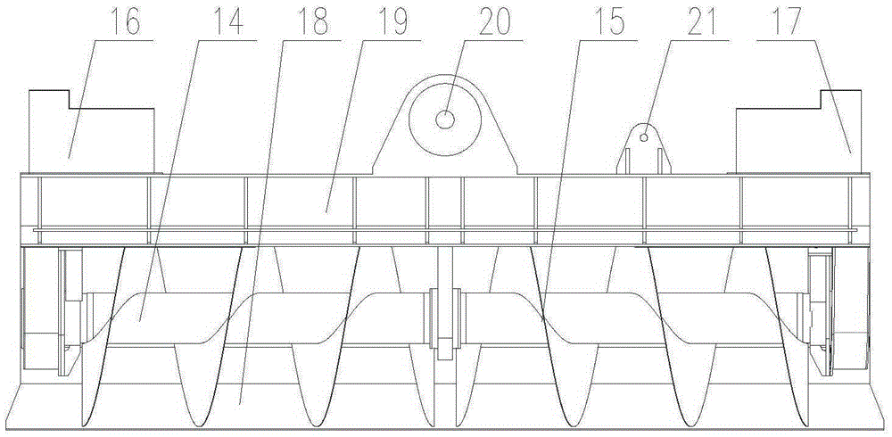 Unilateral arm-folding type spiral material leveling machine