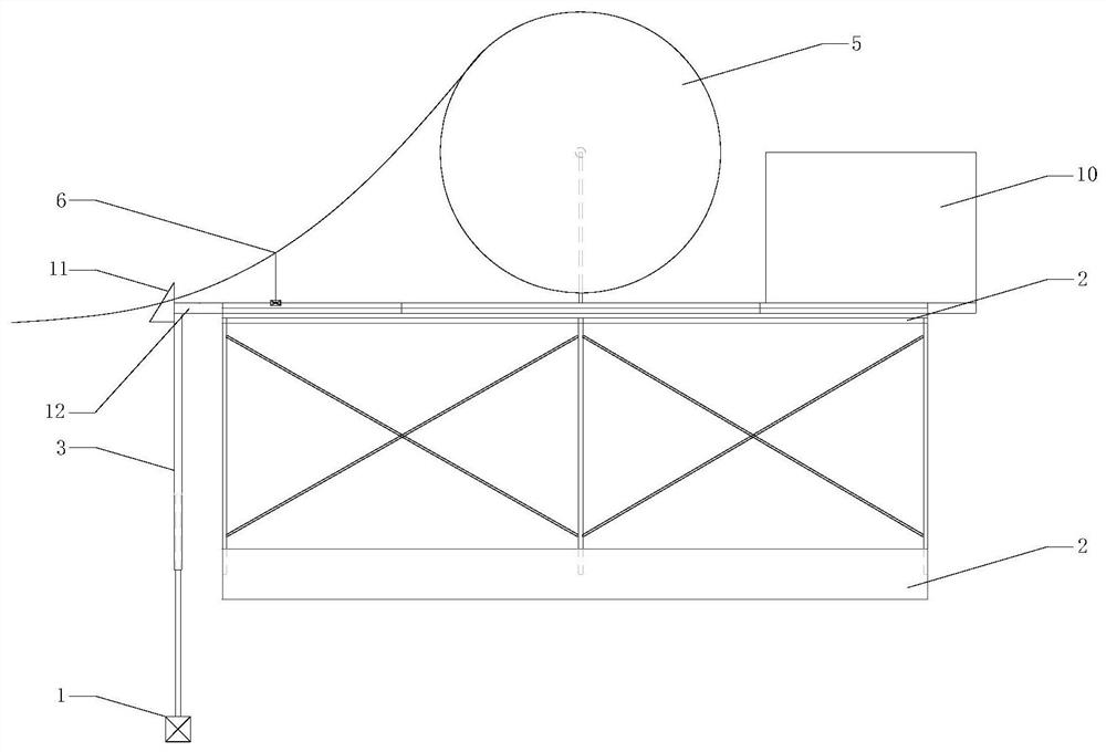 Mud contact point monitoring device in submarine pipeline laying process and monitoring method