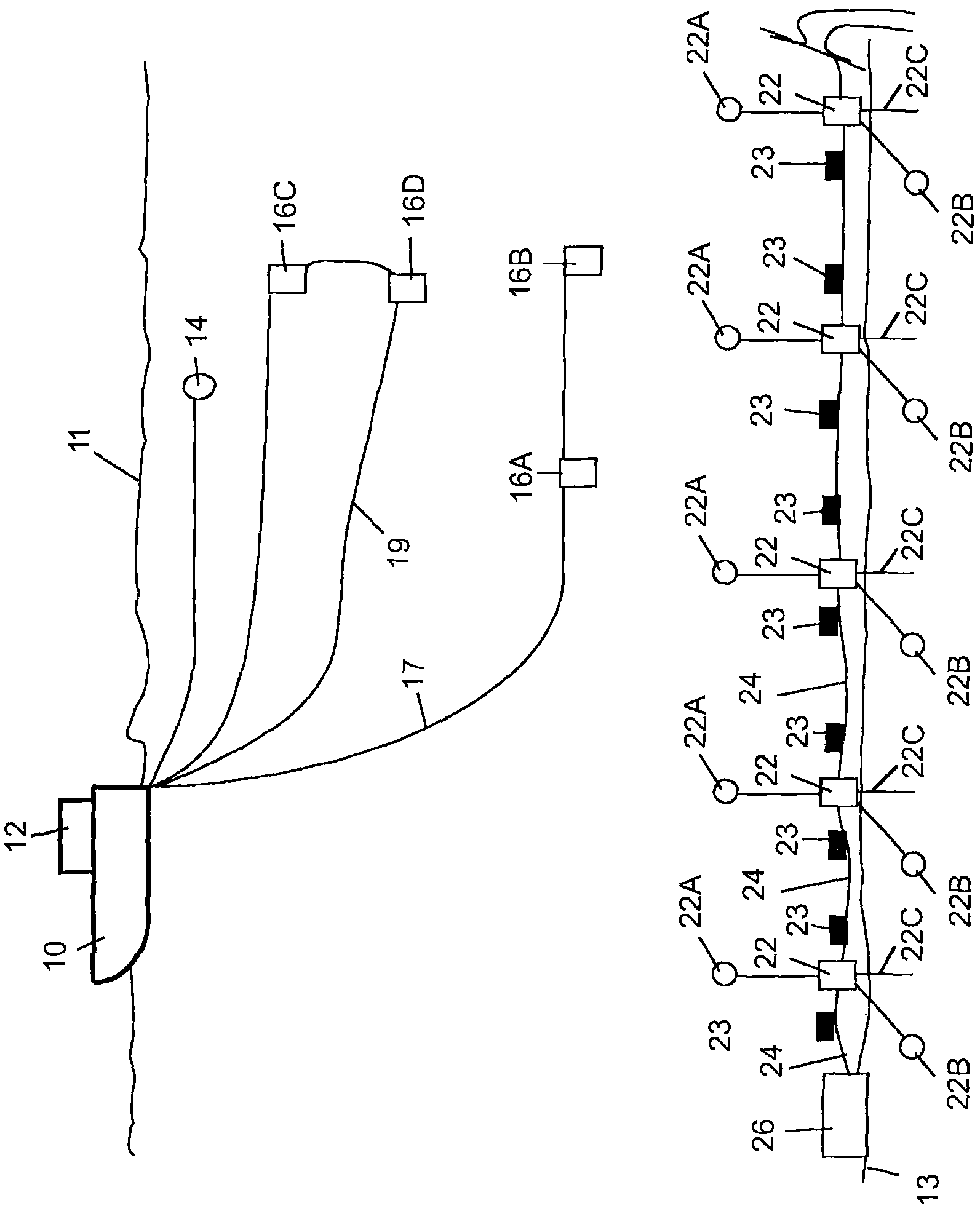 Multi-component marine electromagnetic signal acquisition cable, system and method