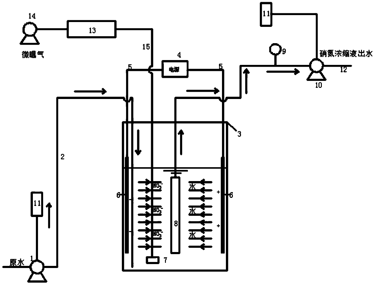 Method and apparatus for enrichment of nitrate-nitrogen in water