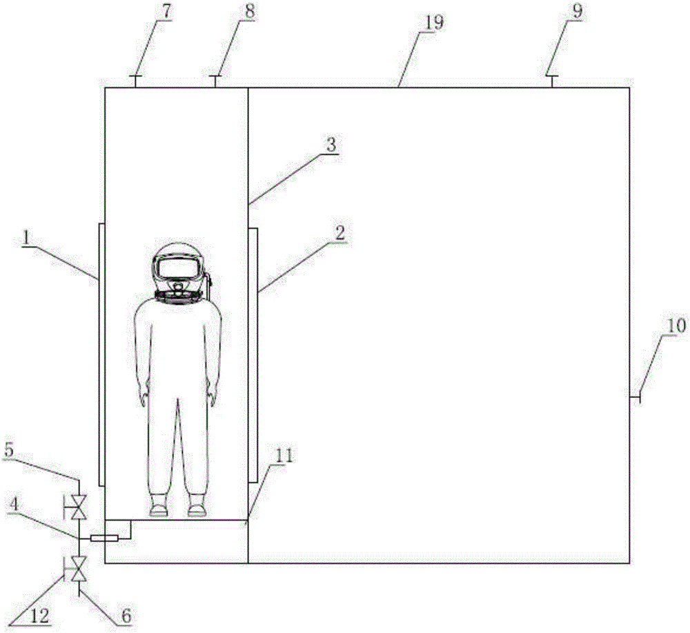 Gas-liquid replacement vacuumizing personnel protection cabin