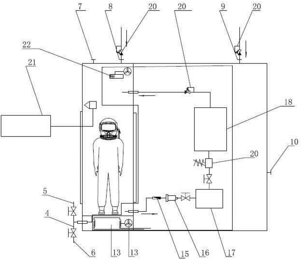 Gas-liquid replacement vacuumizing personnel protection cabin