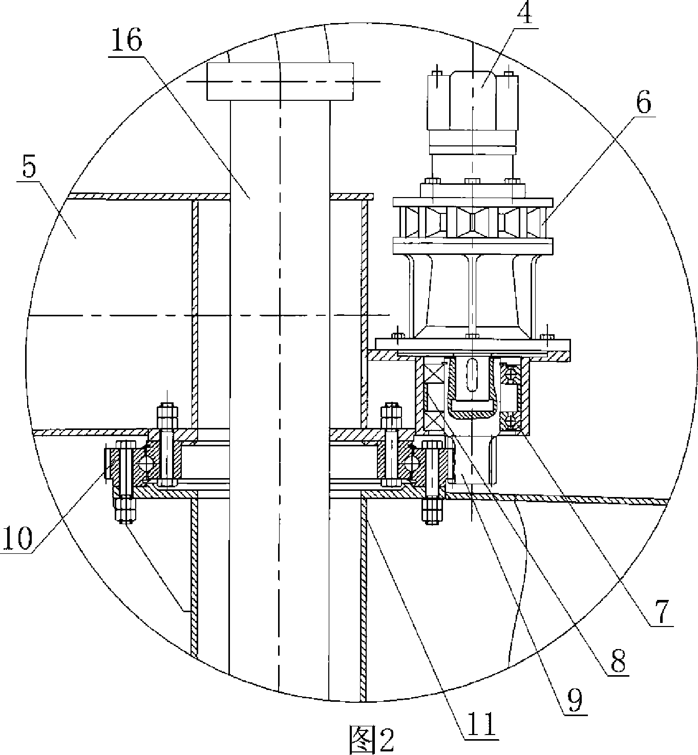 Concrete distributor with arm support capable of both horizontal rotation and pitching movement