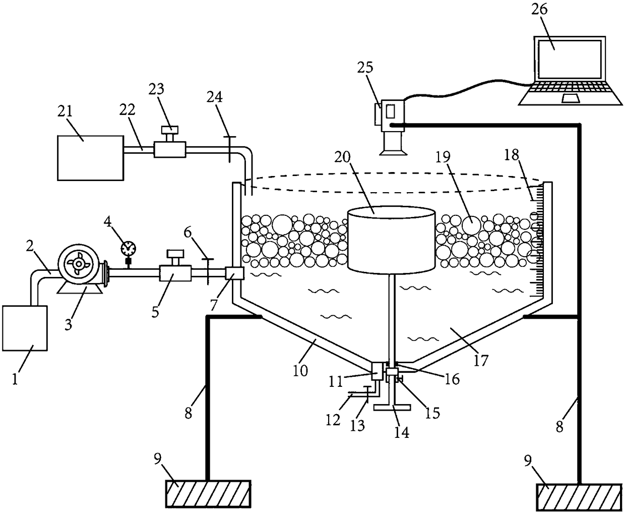 Measurement device for self-repairing performance of firefighting foam and experiment method