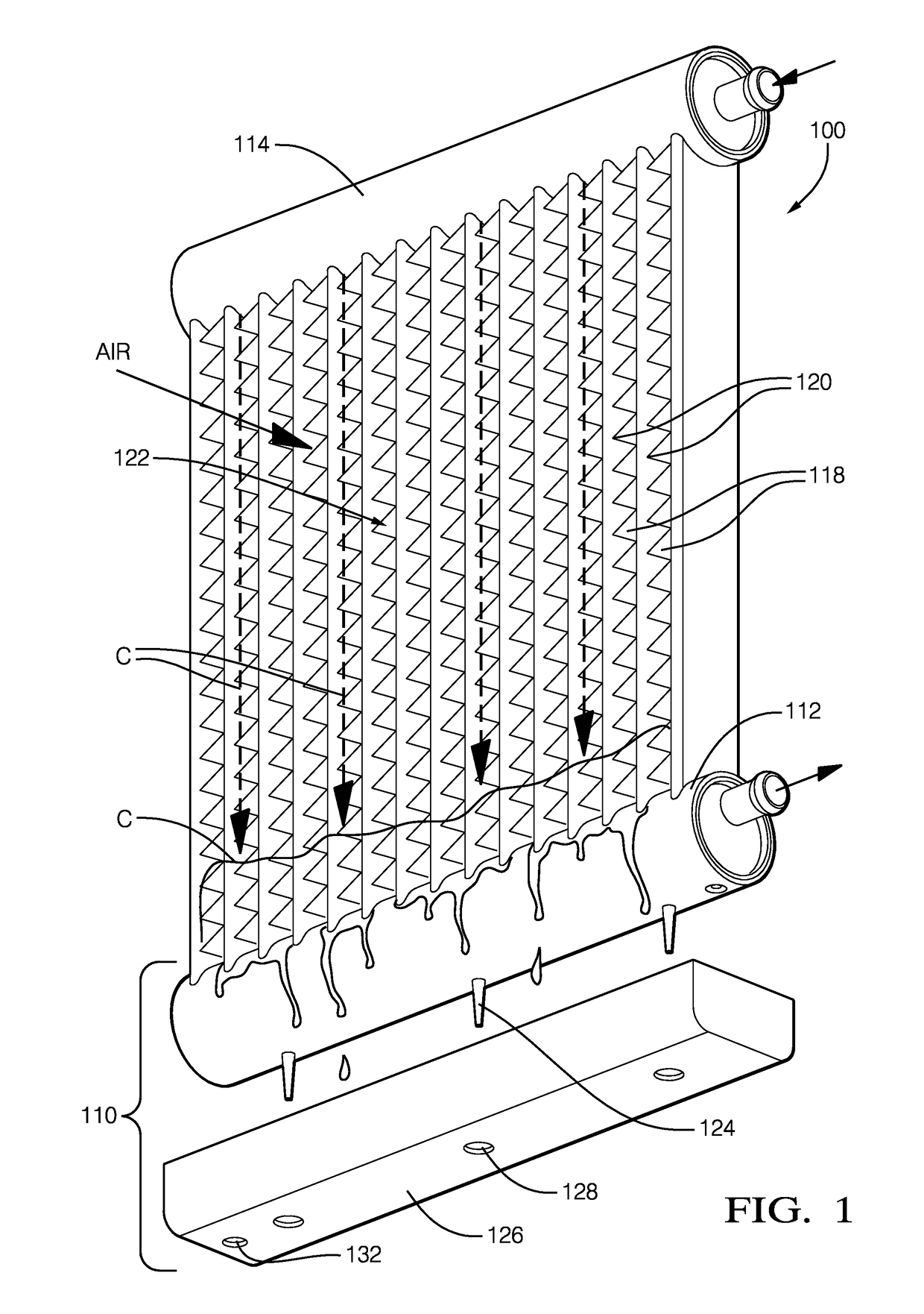 Heat exchanger assembly having a heated condensate drainage system