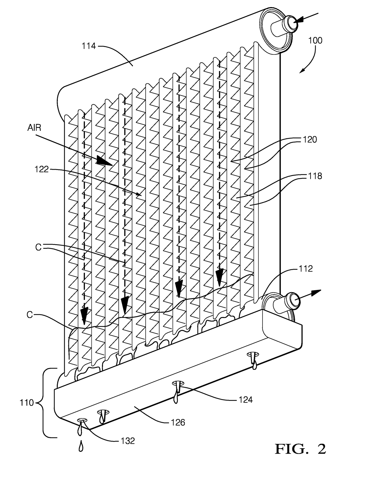 Heat exchanger assembly having a heated condensate drainage system