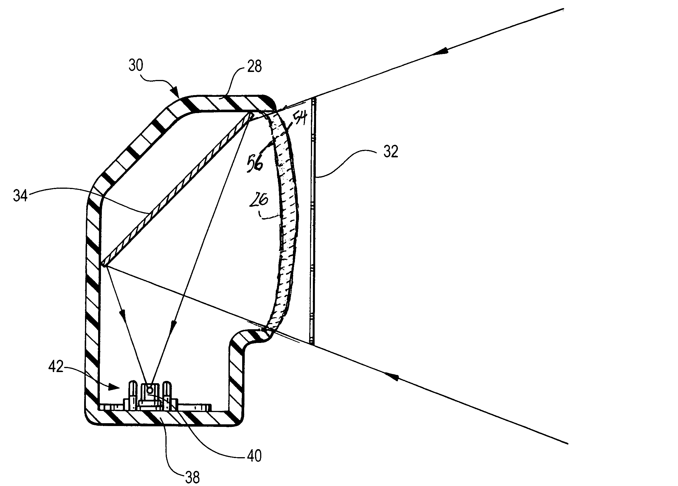 Imaging reader and method with internal window reflections directed away from imager