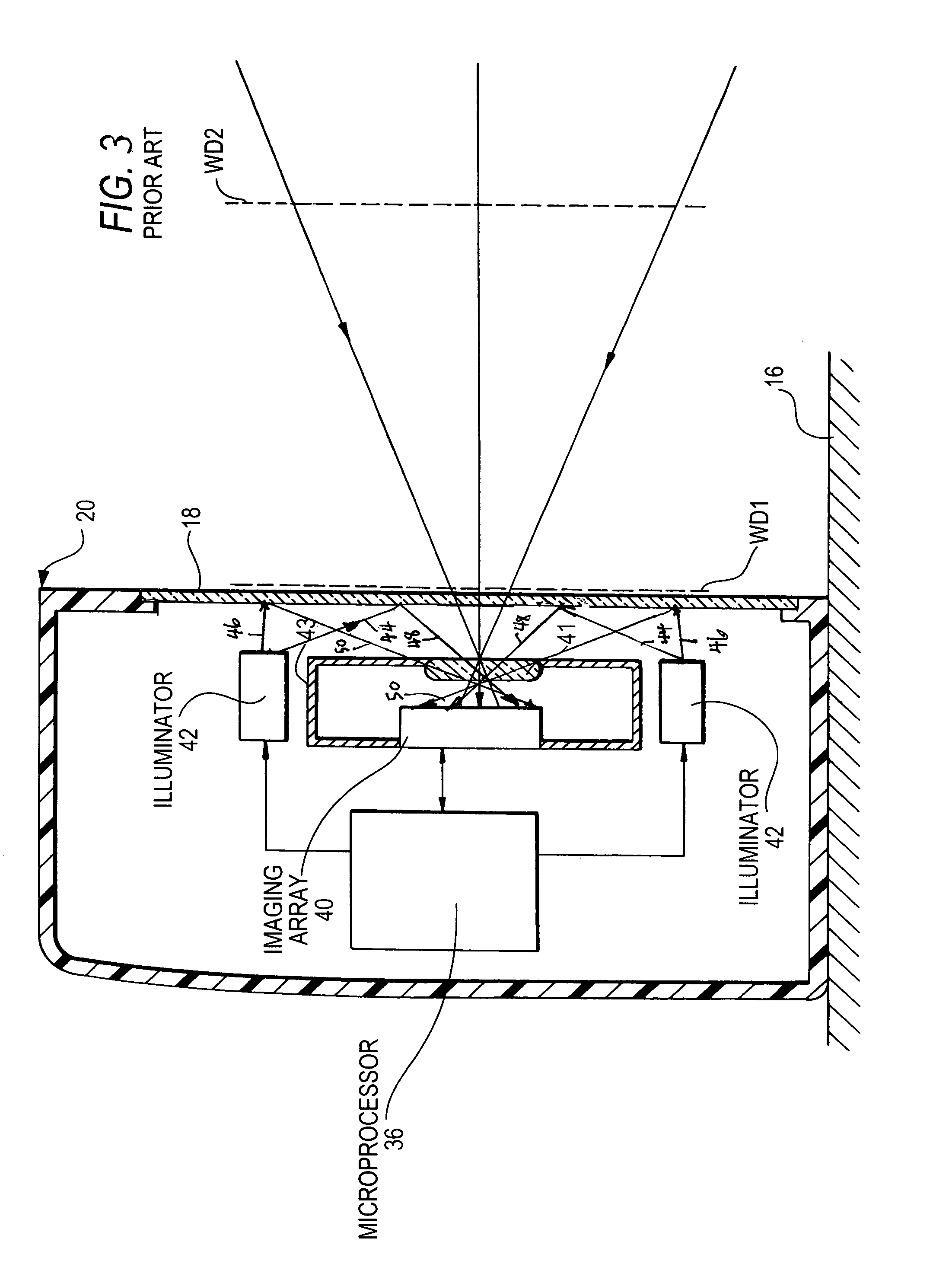 Imaging reader and method with internal window reflections directed away from imager