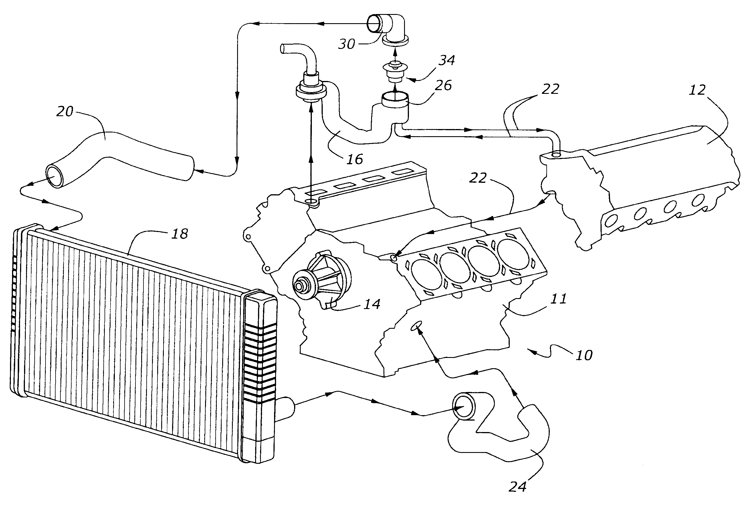 Liquid cooling system for internal combustion engine