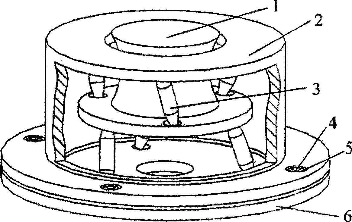 Upper and lower prefastening parallel connection structure six-dimensional force sensor