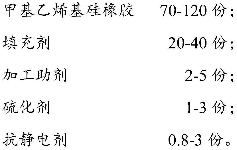 Antistatic fading-free rubber and preparation method thereof