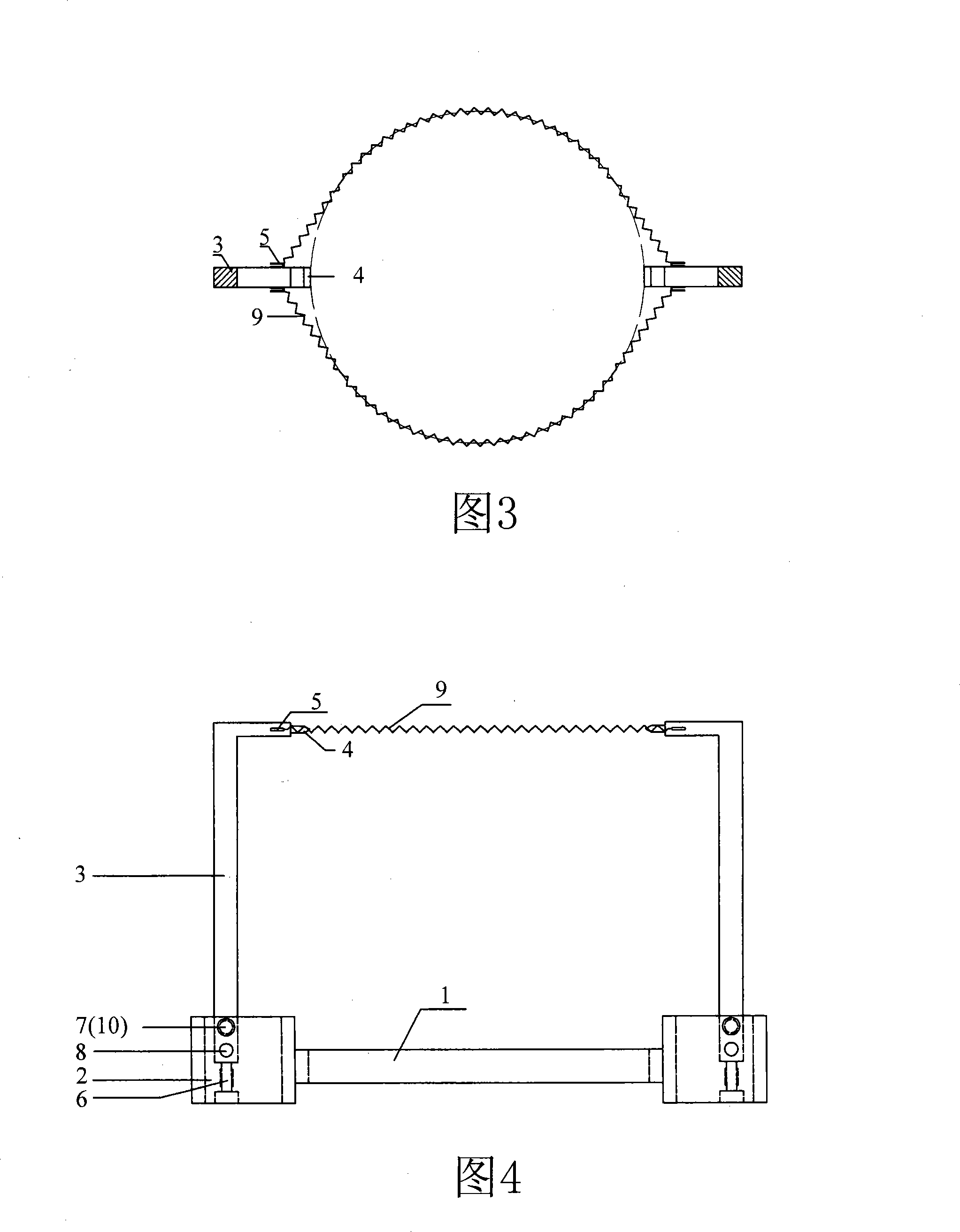 Soft rock large deformation three axis creep test transverse strain measuring extensometer and method